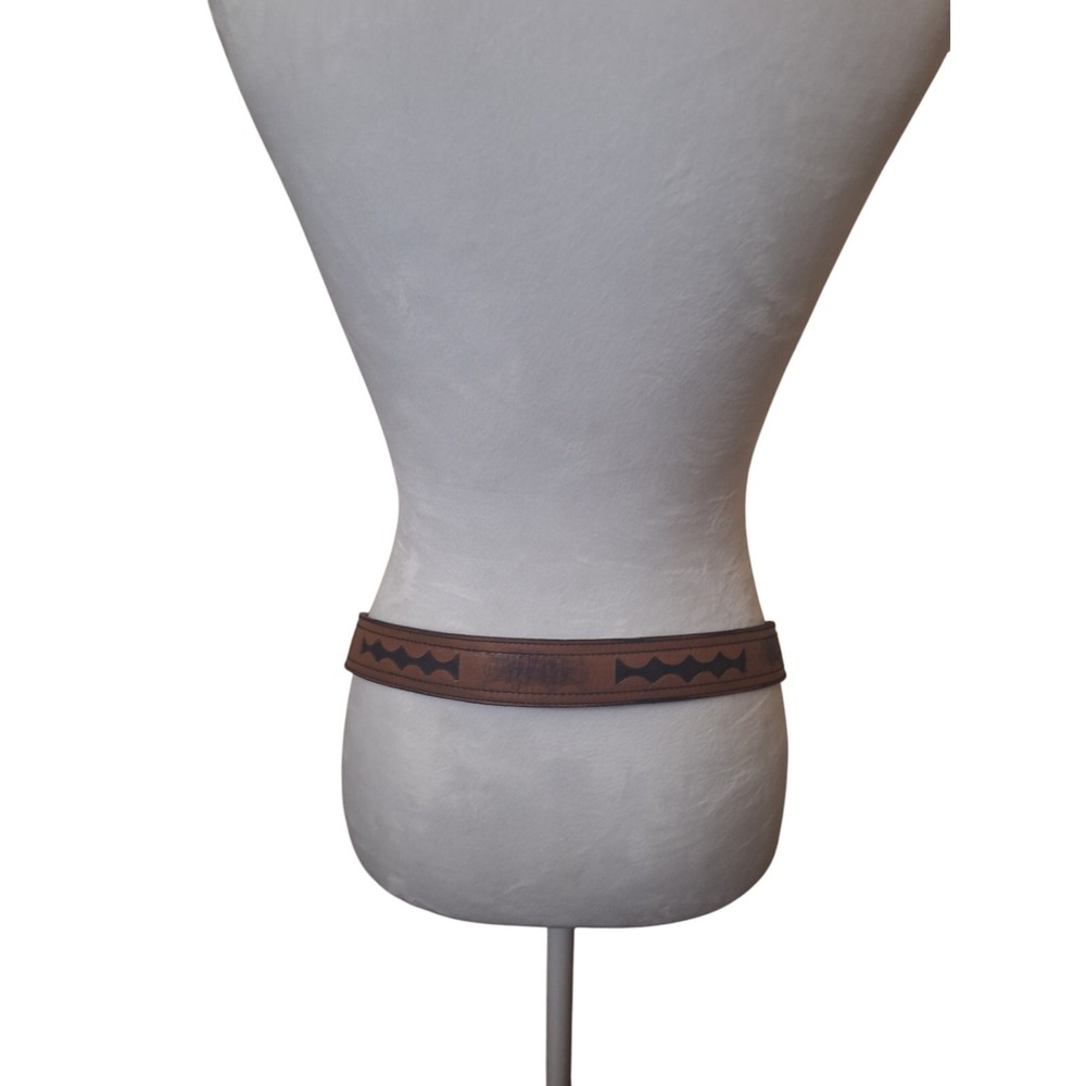 Vintage Unisex Genuine Engraved Leather Belt Size 32 Boho Festival Cottagecore‎
